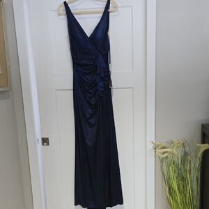 La Femme Deep Blue Maxi Dress